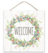 10’Sq Welcome/Wreath Sign White/Green/Blue/Coral Ap7331