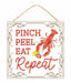 10Sqare Pinch Peel Eat Repeat Sign White/Brown/Red/Yellow Ap7343