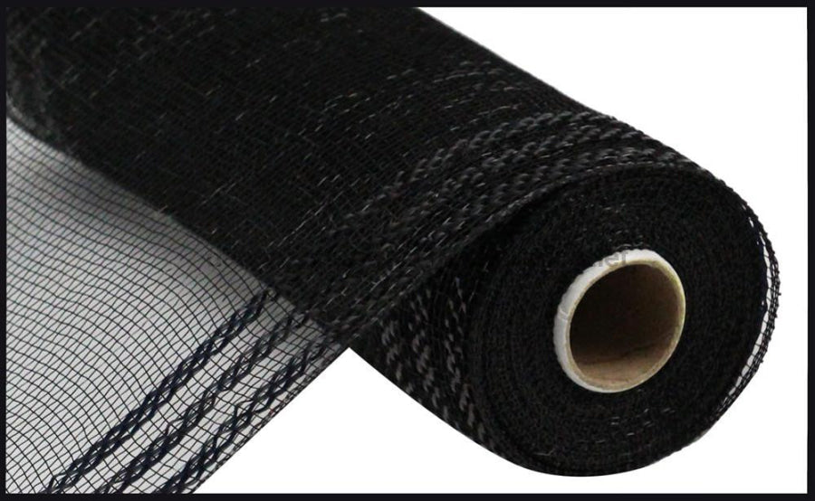 10’’X10Yd Border Stripe Metallic Mesh Black W/Black Foil Re850202
