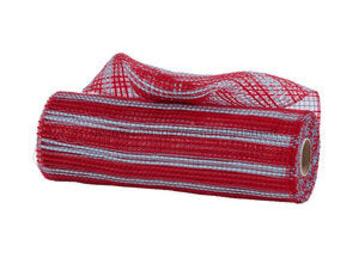 10’X10Yd Horizontal Wide Stripe Mesh Red/Robin Egg Re8902Wx