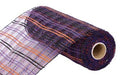 10’X10Yd Vertical Foil Plaid Mesh Black/Orange/Purple Re1368F2