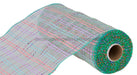 10’X10Yd Vertical Foil Plaid Mesh Lime/Pink/Blue/Lav/Irid Re1368Xj