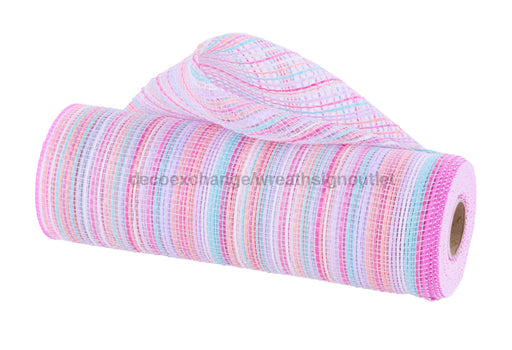 10’’X10Yd Vertical Multicolor Stripe Mesh Pink/Hot Pnk/Blue/Lav/Wht RE1369XY Mesh