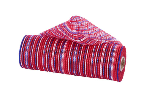 10’’X10Yd Vertical Multicolor Stripe Mesh Red/Burg/Royal/Navy/Wht RE1369YN Mesh