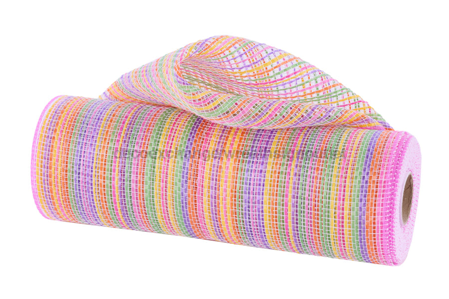 10’’X10Yd Vertical Multicolor Stripe Mesh Ylw/Org/Prpl/Hot Pnk/Lime RE1369YC Mesh
