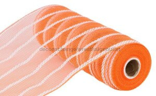 10’X10Yd Vertical Wide Stripe Mesh Orange/White Re8903Jj