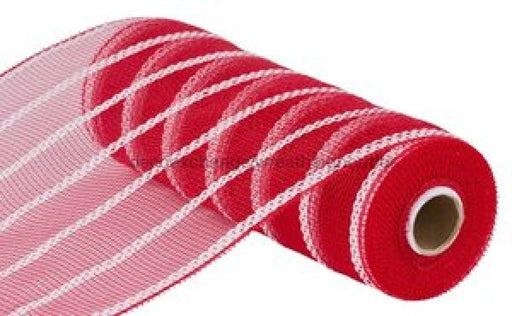 10’X10Yd Vertical Wide Stripe Mesh Red/White Re8903N5