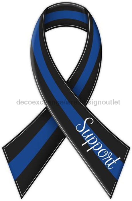 12.25H Metal/Embossed Support Ribbon Black/White/Blue Md119425 Sign