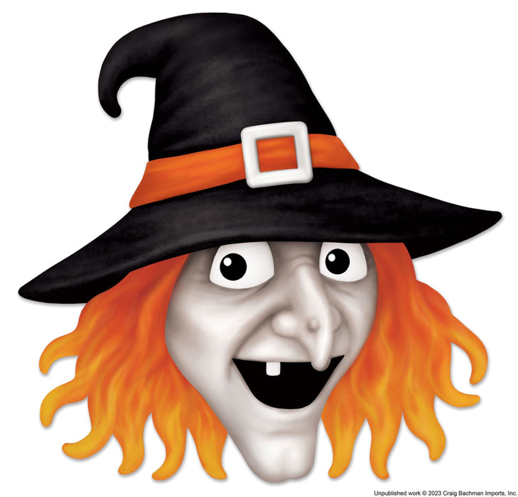 12.25’’L X 12’’H Metal/Embossed Witch Head Yellow/Orange/Grey/Black MD1379A2 Sign