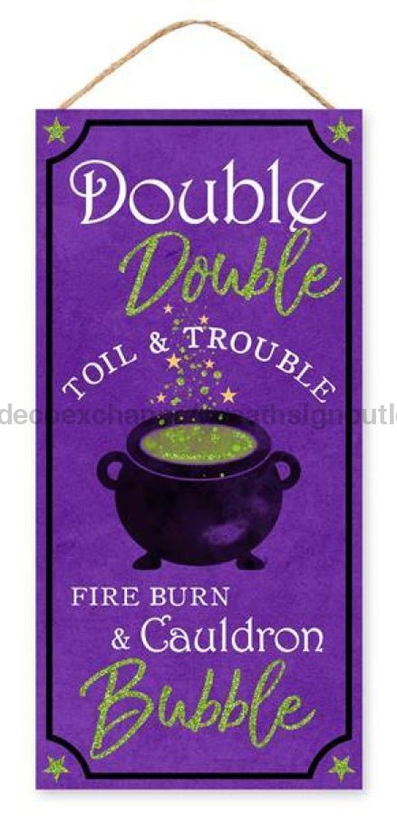 12.5"H X 6"L Cauldron Bubble Sign Purple/Lime/White AP8938 - DecoExchange