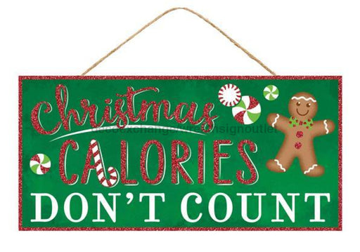 12.5"L X 6"H Christmas Calories Sign Emerald/Red/White AP889706 - DecoExchange®