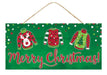 12.5"L X 6"H Christmas/Ugly Sweater Sign Emerald/Red/White AP8898 - DecoExchange®