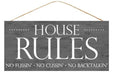 12.5"L X 6"H House Rules Sign Grey/White AP8444 - DecoExchange