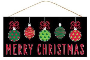 12.5"L X 6"H Retro Merry Christmas Sign Red/Emerld/Blk/Lime/White AP8841 - DecoExchange