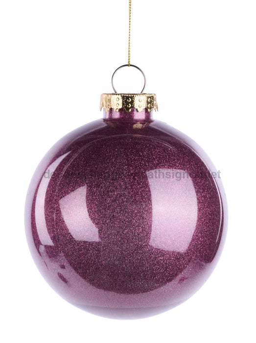 120Mm Dia Lacquer Look Glitter Ball Orn Plum XH966684 Attachment