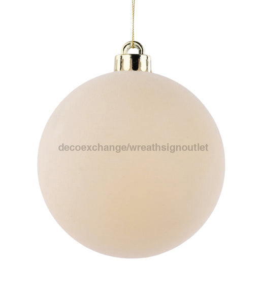 120Mm Smooth Flocked Ball Ornament Cream XH1138HY Ornament