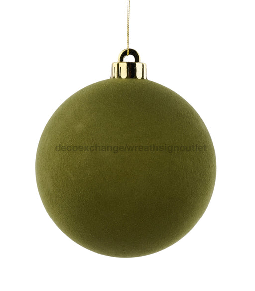 120Mm Smooth Flocked Ball Ornament Moss Green XH1138C1 Ornament