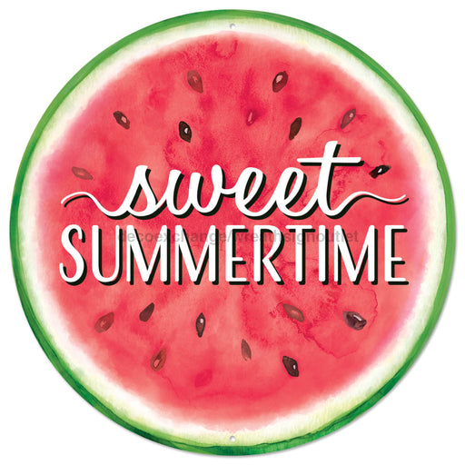 12’’Dia Sweet Summertime Sign Pink/White/Green MD1548 Sign