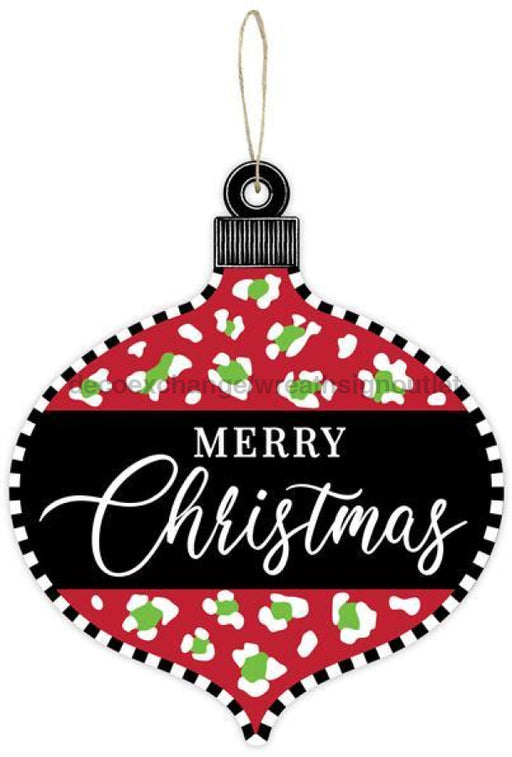 12H X 10L Merry Christmas/leopard Orn Black/white/red/lime Ap7160 Sign