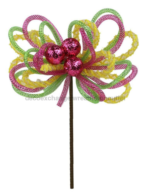 12’’L Glitter Ball Foil Tubing Pick Lime Grn/Fshia/Gold MS1666EJ Pick