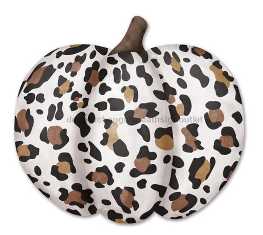 12"L Metal/Embossed Leopard Spot Pumpkin White/Black/Tan MD076527 - DecoExchange