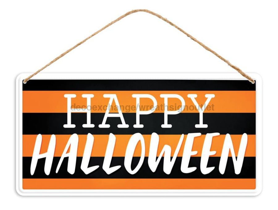 12’Lx6’H Tin Happy Halloween Sign Orange/Black/White Md1242