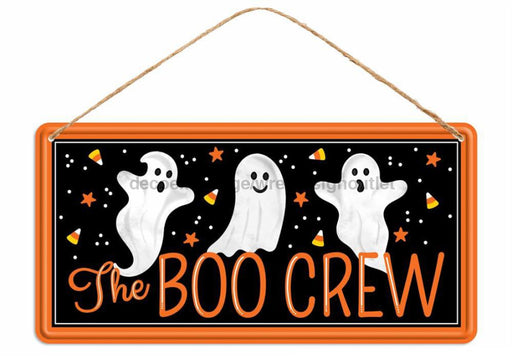 12’’Lx6’’H Tin The Boo Crew Sign Black/White/Orange MD1222 Sign