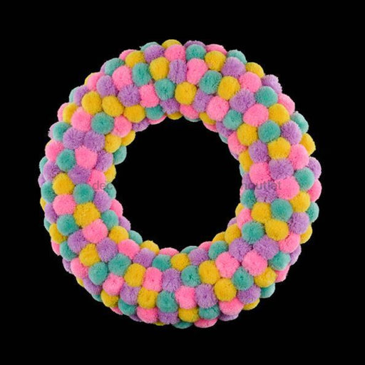 13Dia 4-Color Pompom Wreath Lt Teal/Pink/Ylw/Lvndr My1047Ac