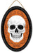 13’’Hx9’’L Framed Skull Oval Sign Black/White/Orange AP729720 Sign