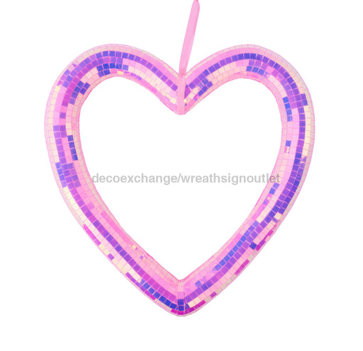 14.25’’H Irid Mirror Heart Ornament Pink HV919522 Attachment