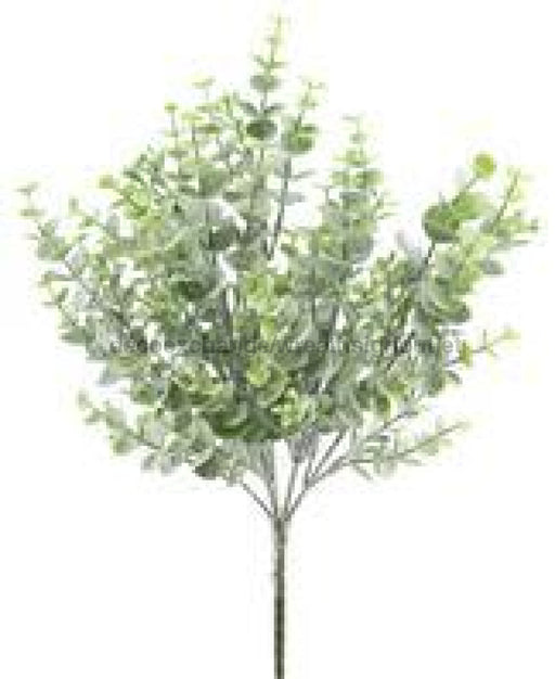 14"H PLASTIC ICY EUCALYPTUS BUSH Green w/ice PF1657 - DecoExchange