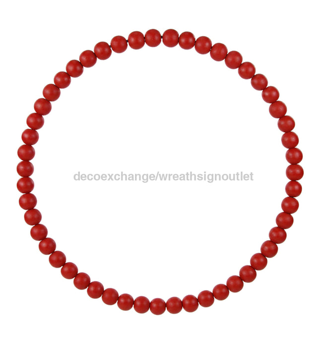 15.5’’Dia Wood Bead Wreath W/25Mm Beads Bright Red MY102824 Base