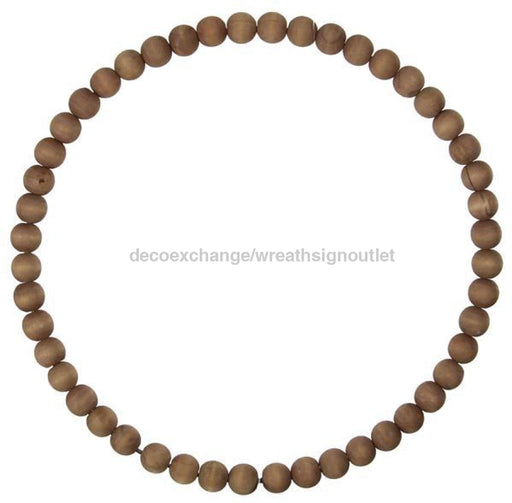 15.5Dia Wood Bead Wreath W/25Mm Beads Brown Stain My102734 Base