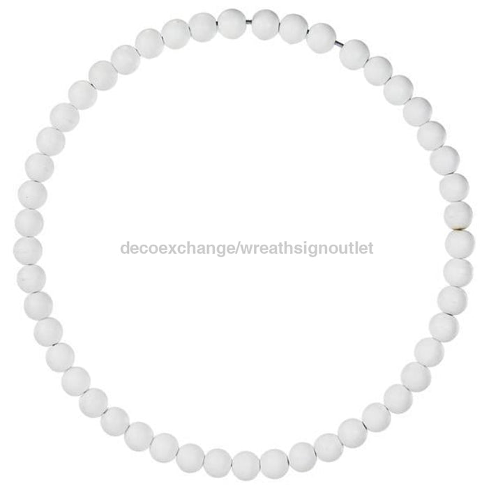 15.5Dia Wood Bead Wreath W/25Mm Beads Whitewash My102831 Base