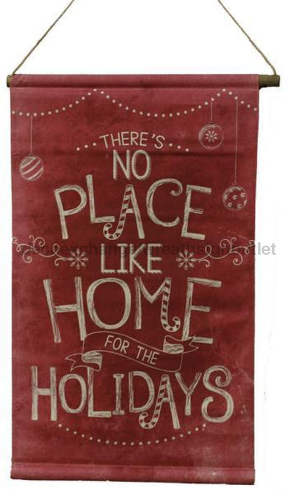 15.5"L Home For The Holidays Mini Banner Natural On Red (Wp) AP9305 - DecoExchange