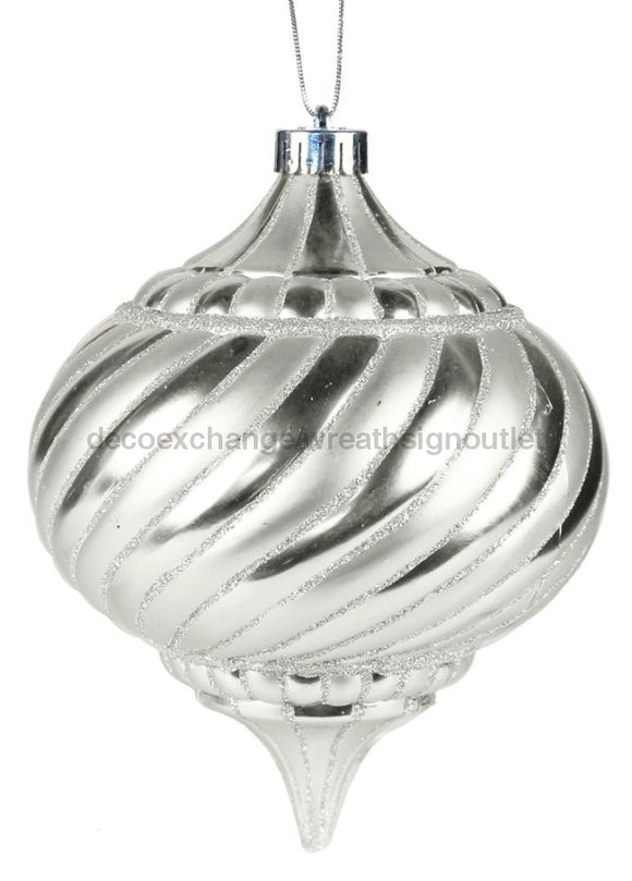 150Mm Swirl Stripe Onion S/M Silver W/Slvr Glitter XY2022U3 - DecoExchange