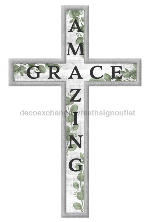 16’’H X 10’’L Amazing Grace Cross Sign Grey/Sage/Black MD151710 Sign