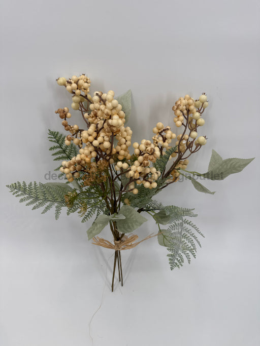 16in Bouquet: Beige Cream soft berry clusters with Fern leaves 31927 Greenery