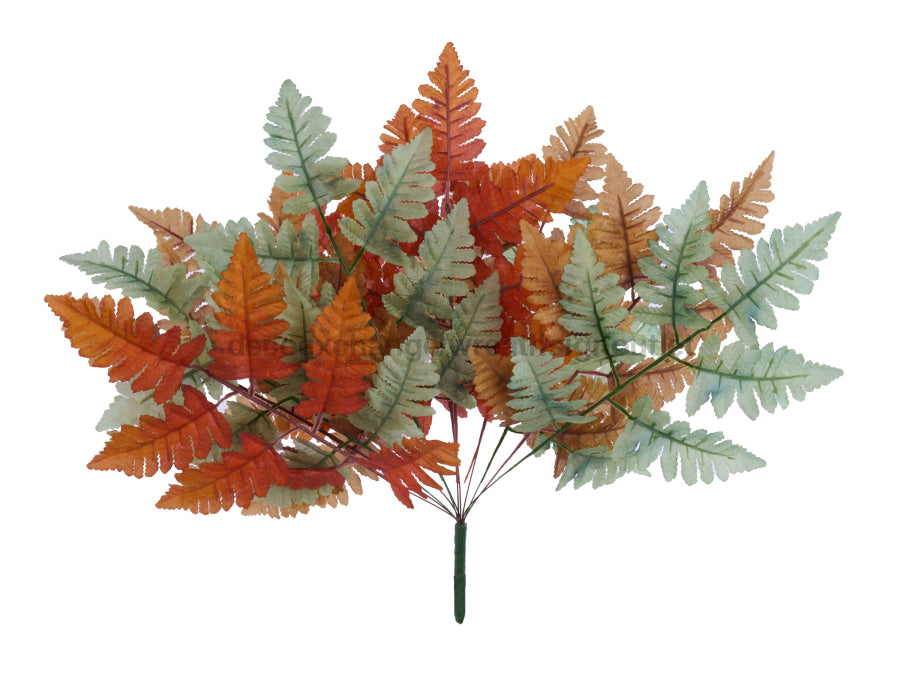 17’’L Pull Apart Silk Leather Leaf Bush X12 Lt Brn/Dk Org/Sage FG629656 Greenery
