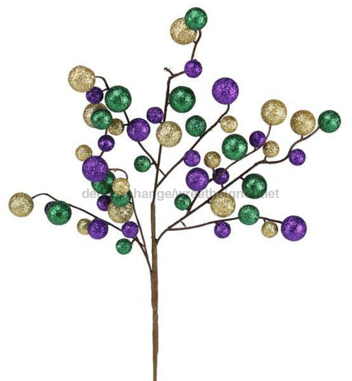 17"L Round Mixed Glitter Ball Pick Mardi Gras HG3208 - DecoExchange®