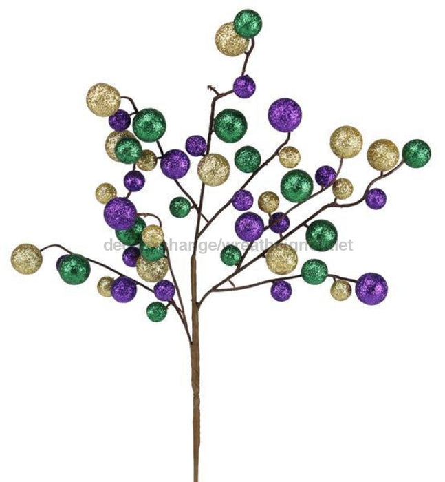 17"L Round Mixed Glitter Ball Pick Mardi Gras HG3208 - DecoExchange®
