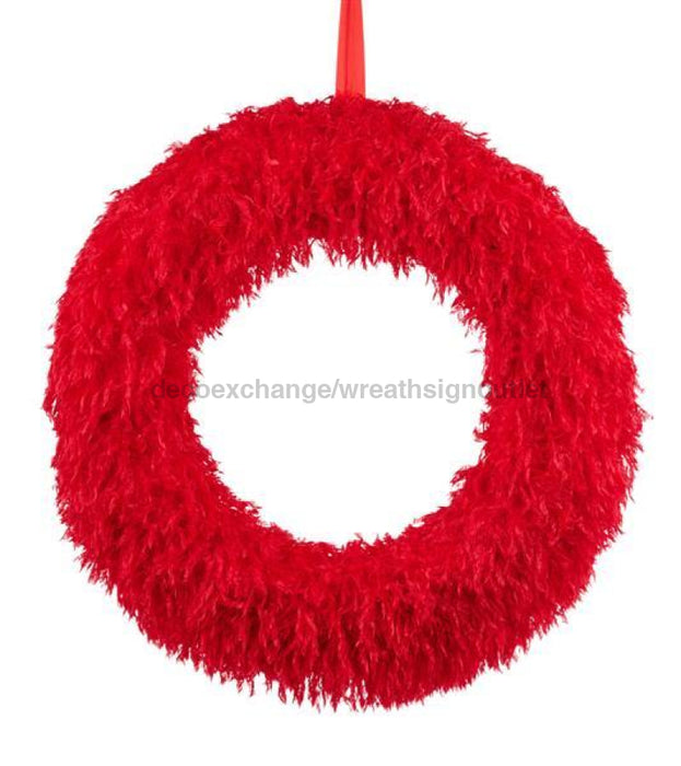 18Dia Furry Fabric Wreath Red Xw219124 Base