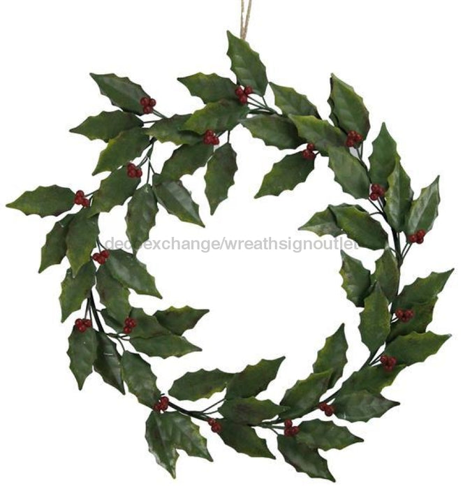 19.5"Dia Metal Holly Berry Wreath Green/Gold/Red XS0899 - DecoExchange