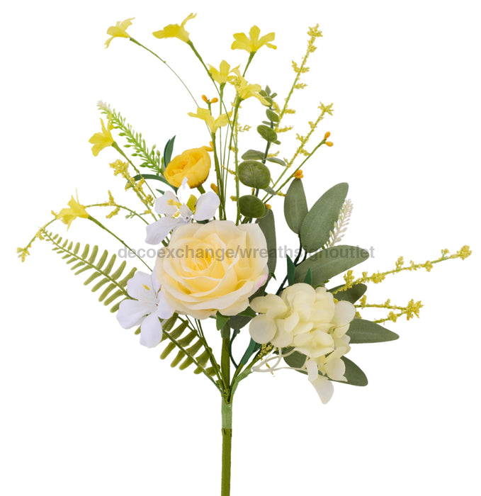 19’’L Rose/Hydrangea Flower Spray Yellow Fh814729 Greenery