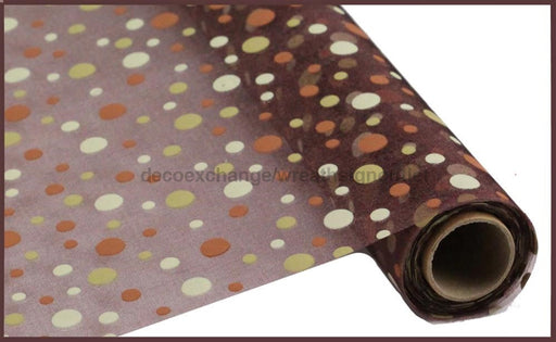 19’X10Yd Polka Dot Sheer Fabric Brown/Org/Yllw/Crm Rf2335M9