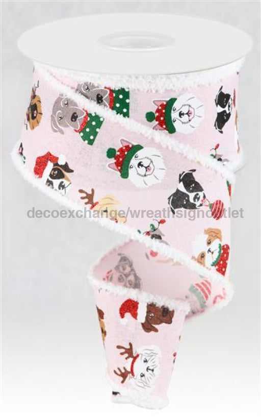 2.5X10Yd Christmas Dogs W/Drift Pink/Red/Wht/Blk/Gld Rga832115 Ribbon