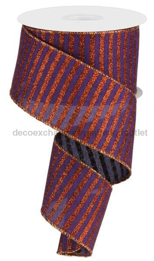 2.5X10Yd Glitter Stripe On Royal Purple/Bright Orange Rg0169523 Ribbon