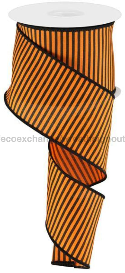 2.5"X10Yd Horizontal Thin Stripes On Pg Orange/Black RGC119420 - DecoExchange®