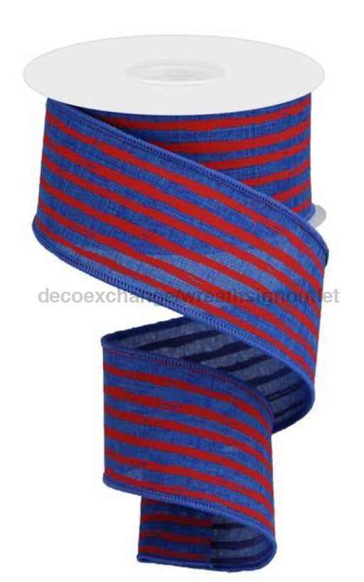 2.5"X10Yd Irregular Stripes On Royal Royal Blue/Red RGA1382C9 - DecoExchange