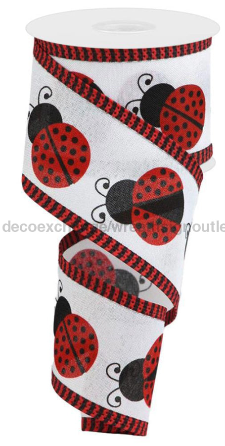 2.5’X10Yd Ladybug/Thin Stripe White/Black/Red Rg08822Ma Ribbon